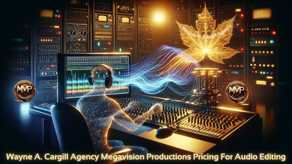 Wayne A. Cargill ~ Client Scout graphic design of Megavision Productions: Pricing For Audio Editing e-Services